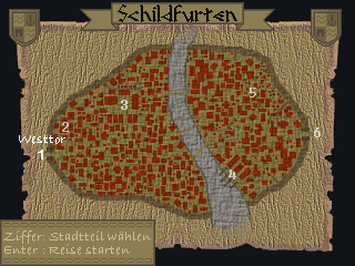 Übersichtliche Stadt am Fluss.